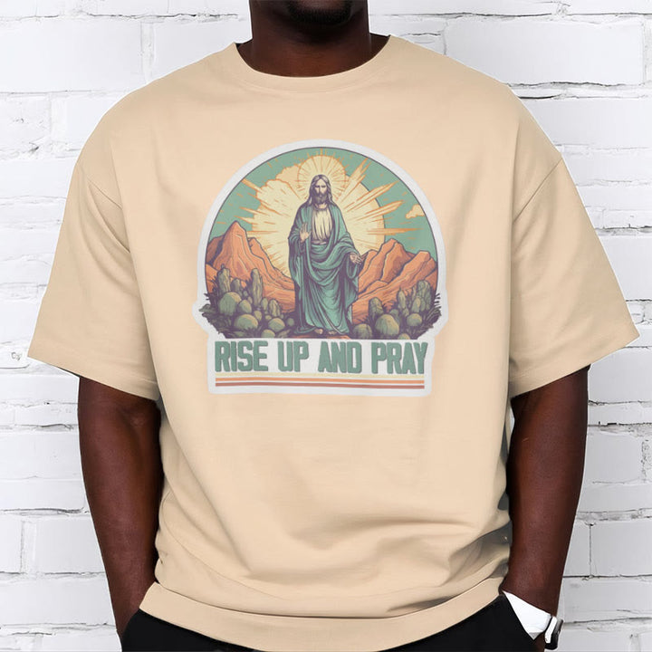 Christianartworkshop Camiseta de manga corta de estilo clásico "Levántate y reza" - image 8