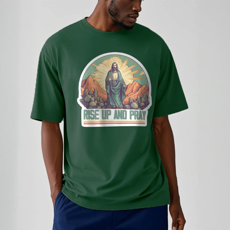 Christianartworkshop Camiseta de manga corta de estilo clásico "Levántate y reza" - image 10