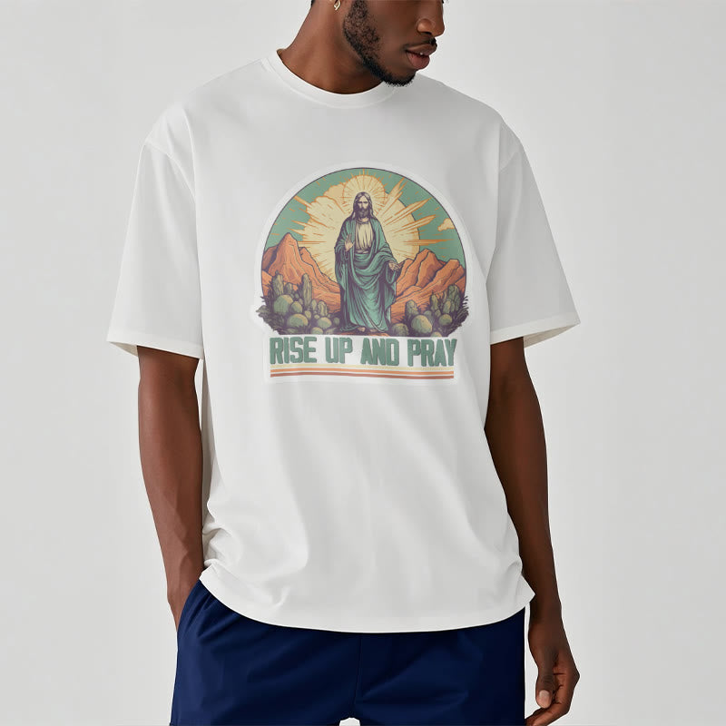 Christianartworkshop Camiseta de manga corta de estilo clásico "Levántate y reza" - image 2