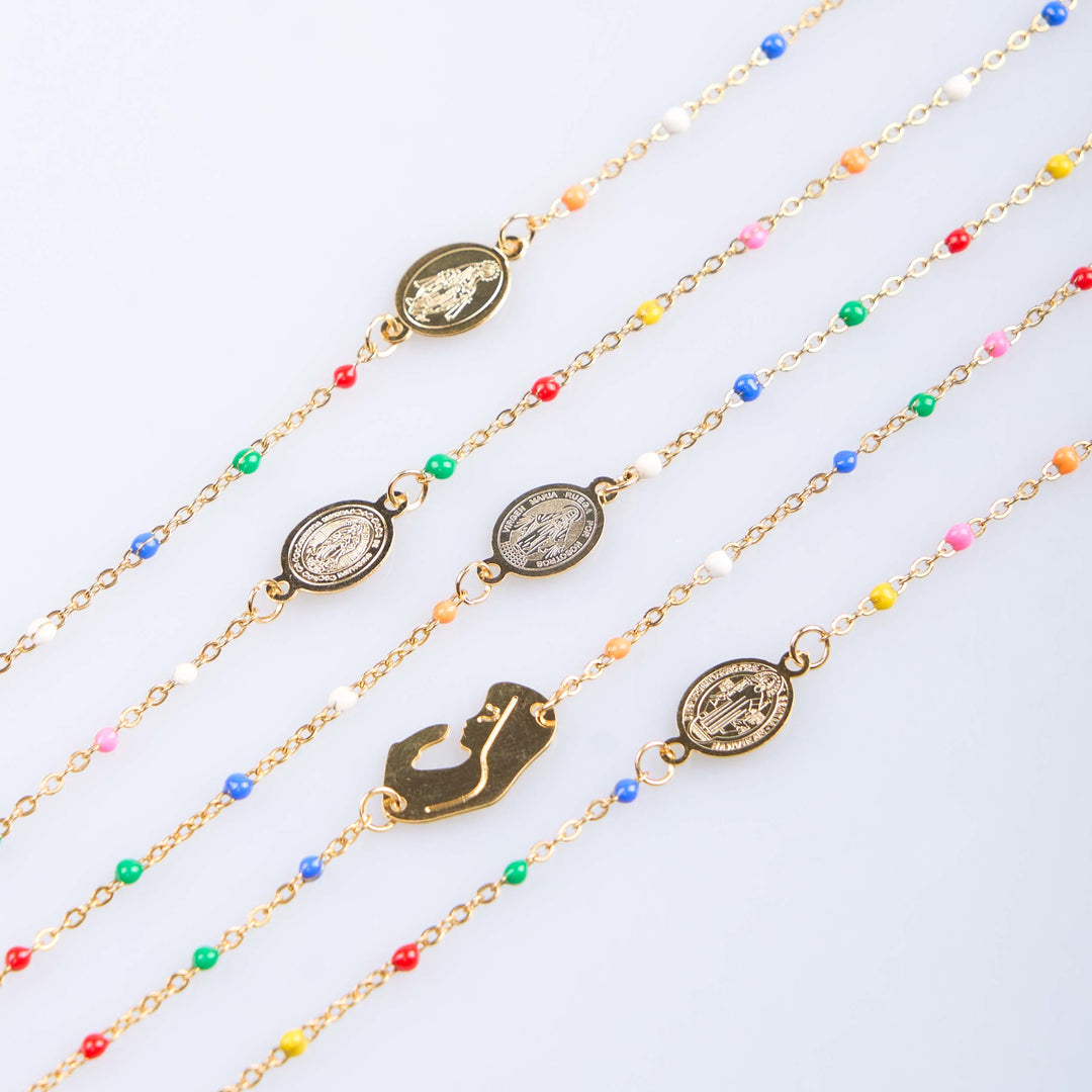 Christianartworkshop Collar con cadena para clavícula de estilo fresco y elegante, con cruz y 5 opciones de medallas. - San Benito - image 0