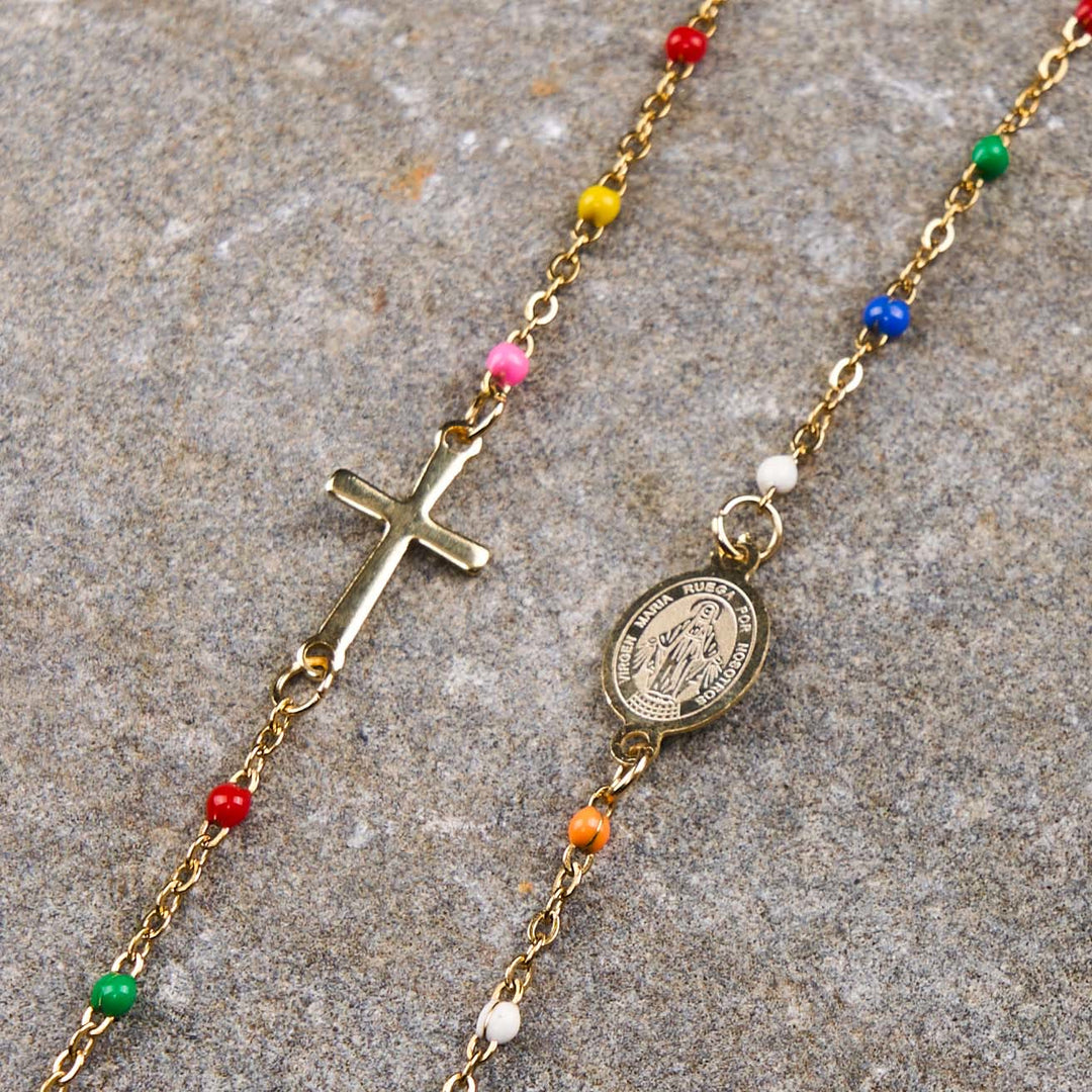 Christianartworkshop Collar con cadena para clavícula de estilo fresco y elegante, con cruz y 5 opciones de medallas. - Medalla Milagrosa - image 8