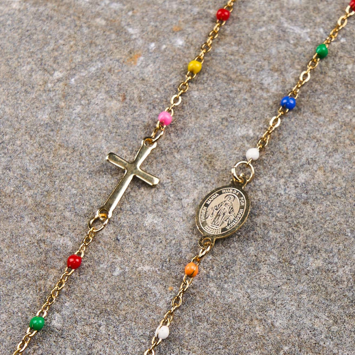 Christianartworkshop Collar con cadena para clavícula de estilo fresco y elegante, con cruz y 5 opciones de medallas. - Medalla Milagrosa - image 8