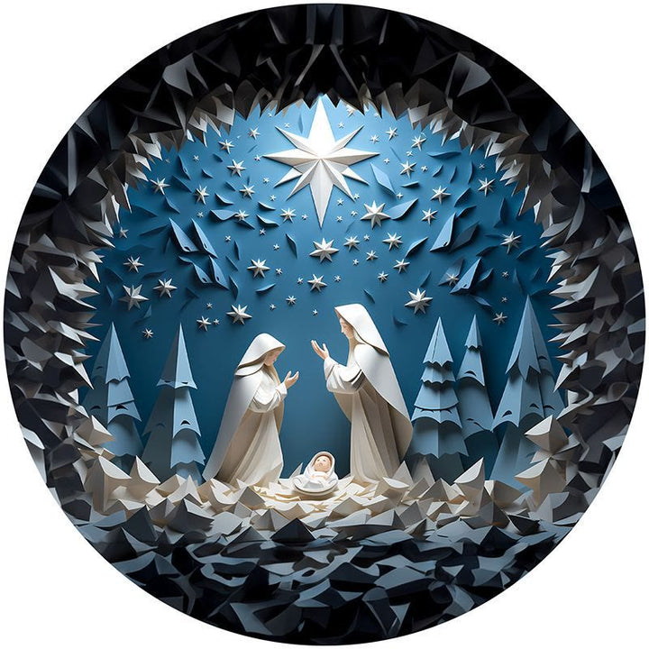 Christianartworkshop Serie Azul 10 Estilos Adornos Colgantes de Decoración Festiva Natividad H - Escena de la Natividad - image 0