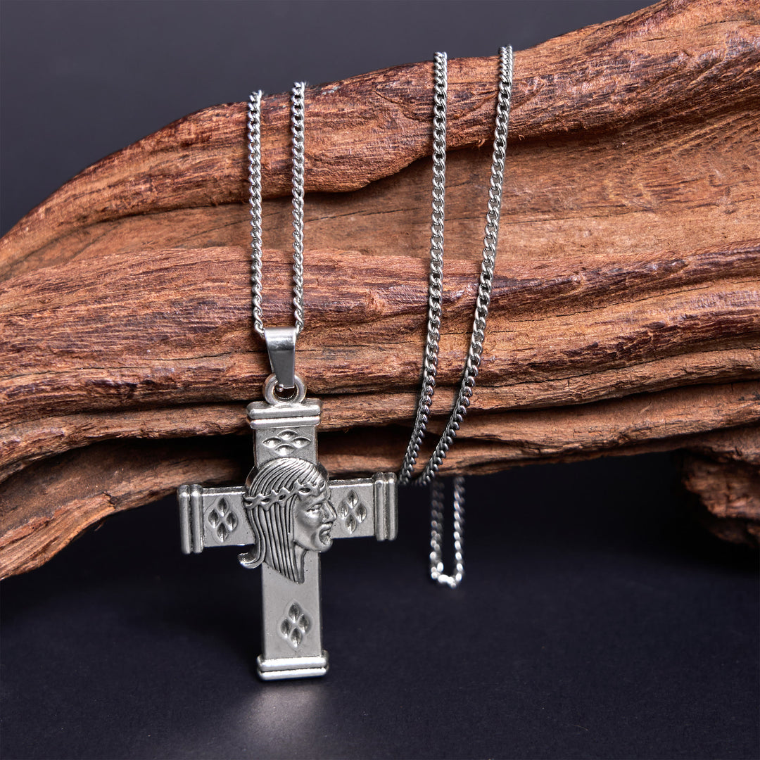 Christianartworkshop Collar con colgante de protección de la cruz con icono de Jesús de estilo retro - image 3
