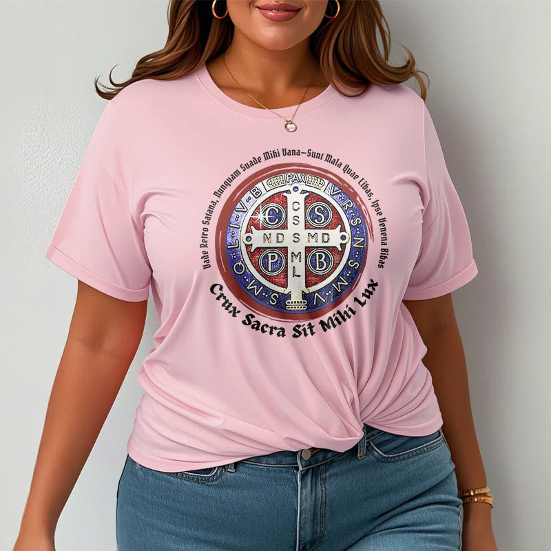 Christianartworkshop Camiseta de manga corta con medalla de San Benito de estilo clásico - image 14