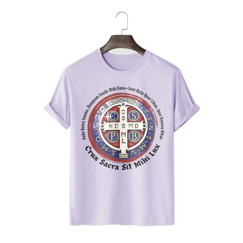 Christianartworkshop Camiseta de manga corta con medalla de San Benito de estilo clásico - Púrpura - 2XL - image 15
