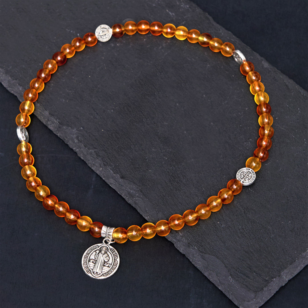 Christianartworkshop Pulsera de rosario con medalla de San Benito de estilo clásico - image 1