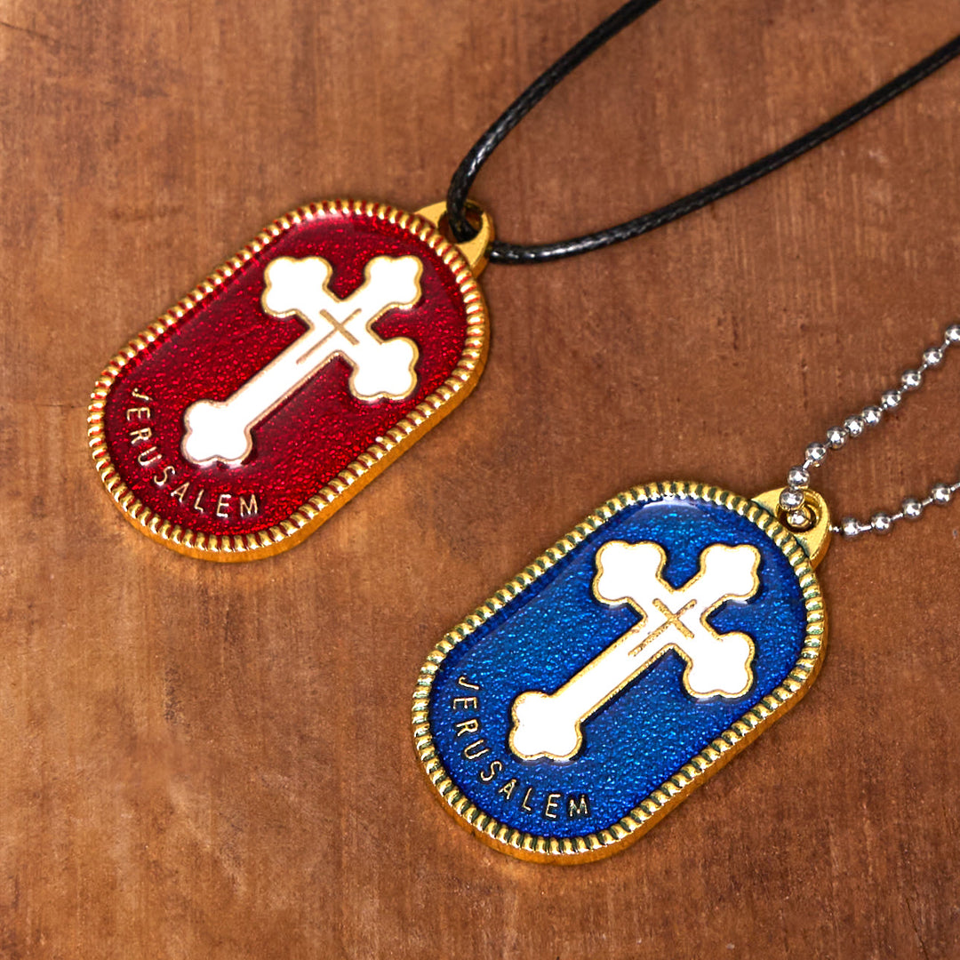 Christianartworkshop Collar con colgante de escudo de protección de la Cruz de Jerusalén de diseño moderno. - image 3