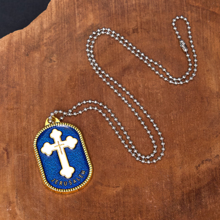 Christianartworkshop Collar con colgante de escudo de protección de la Cruz de Jerusalén de diseño moderno. - image 5