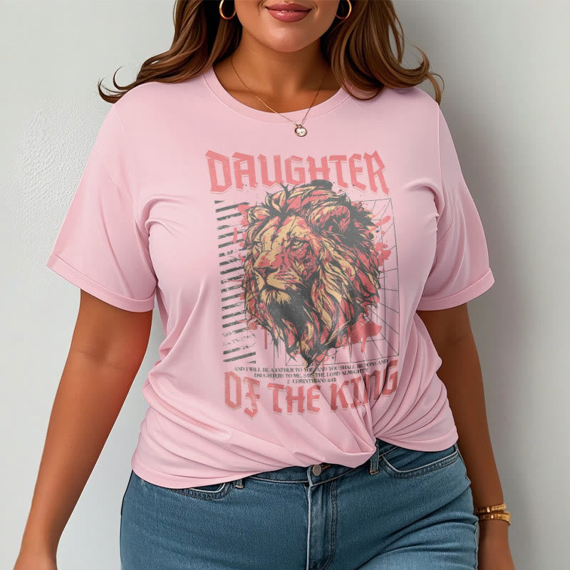 Christianartworkshop Camiseta de manga corta con diseño de cabeza de león y estampado "Hija del Rey" de estilo moderno - image 7