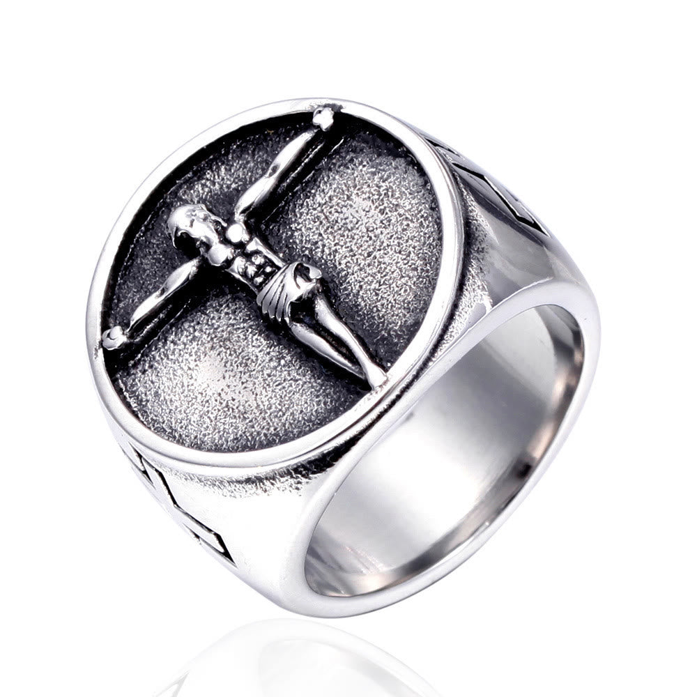 Christianartworkshop Anillo con el símbolo de la cruz de Jesús de estilo retro clásico y fe bendita. - image 6
