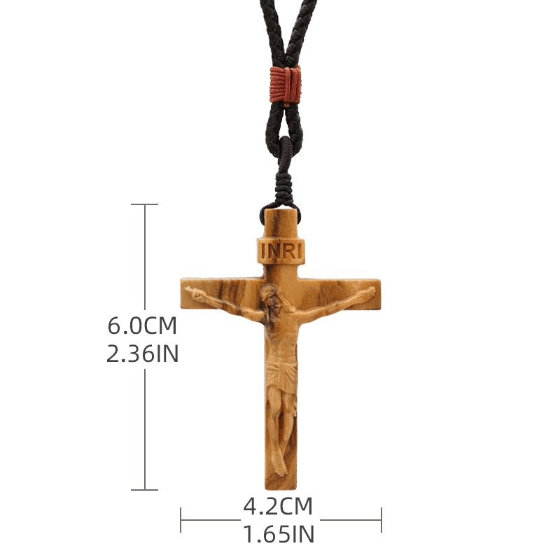 Christianartworkshop Collar de madera con crucifijo de Jesús - image 8