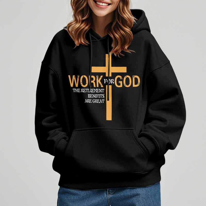Christianartworkshop Sudadera con capucha de poliéster forrada de felpa con diseño clásico de cruz para Dios - image 1