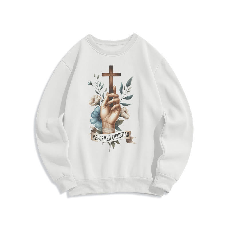 Christianartworkshop Sudadera de poliéster con forro polar, estilo clásico y colores vibrantes, inspirada en la fe cristiana reformada. - Blanco - 2XL - image 0