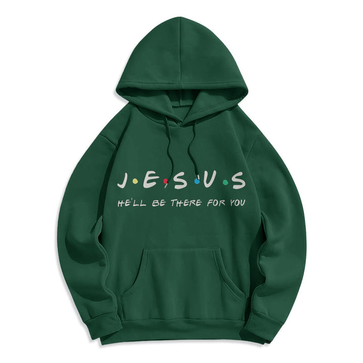 Christianartworkshop Sudadera con capucha de poliéster forrada de felpa con la frase "Jesús estará ahí para ti", estilo moderno. - Verde - 2XL - image 20