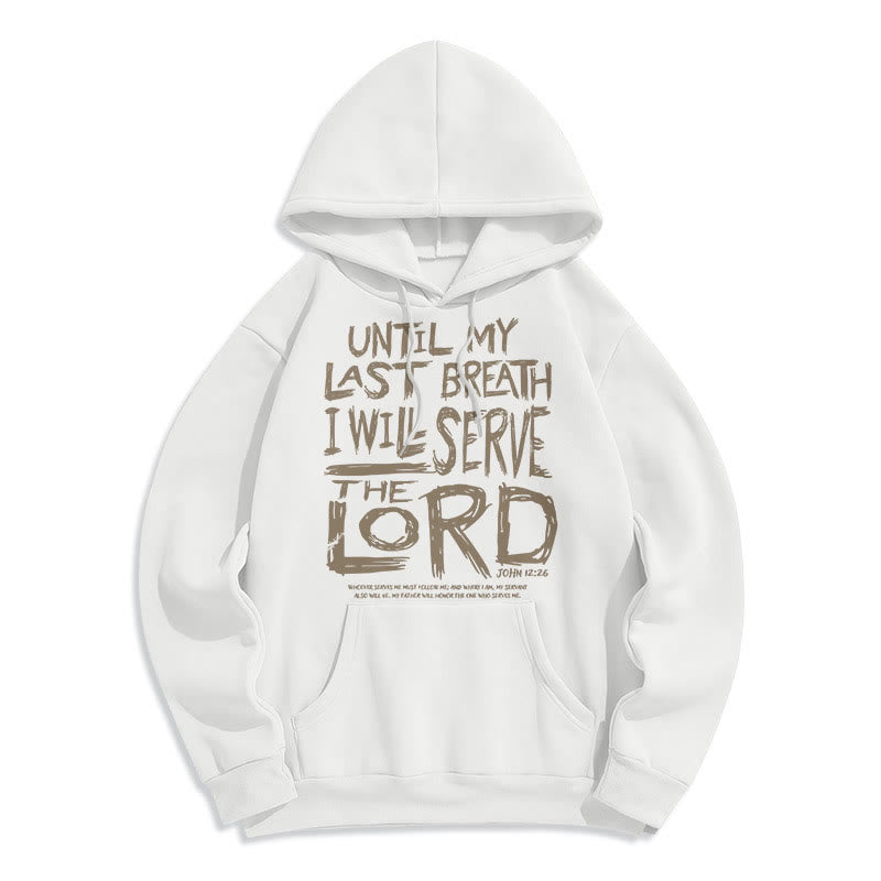 Christianartworkshop Sudadera con capucha de poliéster forrada de felpa con la frase "Serviré al Señor" (estilo cita) - Blanco - 2XL - image 0