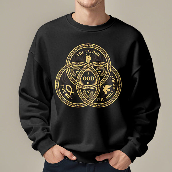 Christianartworkshop Sudadera de poliéster con forro polar y diseño de la Sagrada Trinidad, estilo clásico. - image 2