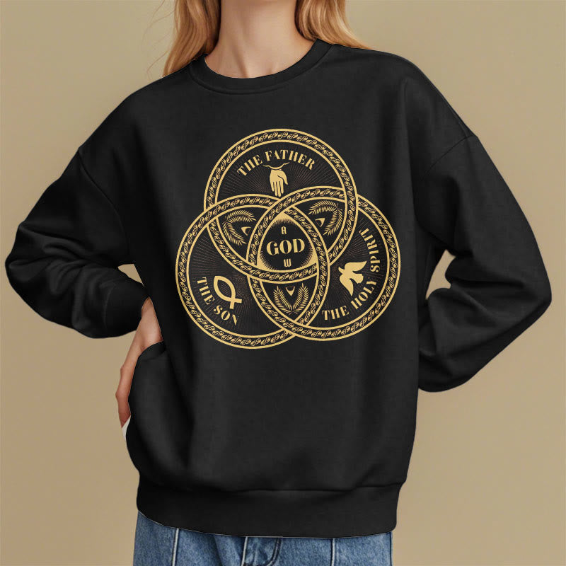 Christianartworkshop Sudadera de poliéster con forro polar y diseño de la Sagrada Trinidad, estilo clásico. - image 1