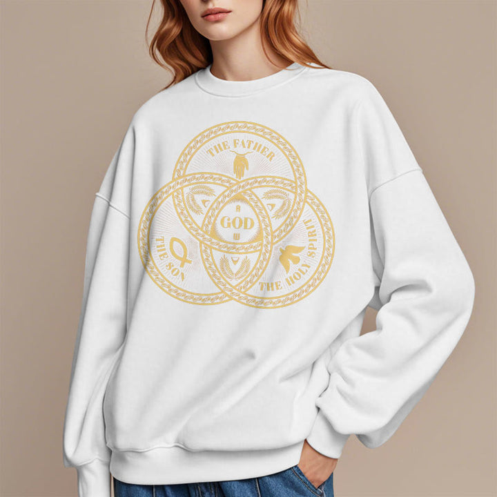 Christianartworkshop Sudadera de poliéster con forro polar y diseño de la Sagrada Trinidad, estilo clásico. - image 7