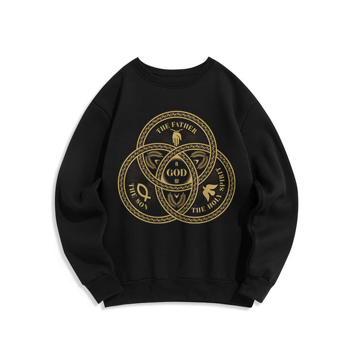 Christianartworkshop Sudadera de poliéster con forro polar y diseño de la Sagrada Trinidad, estilo clásico. - Negro - 2XL - image 0