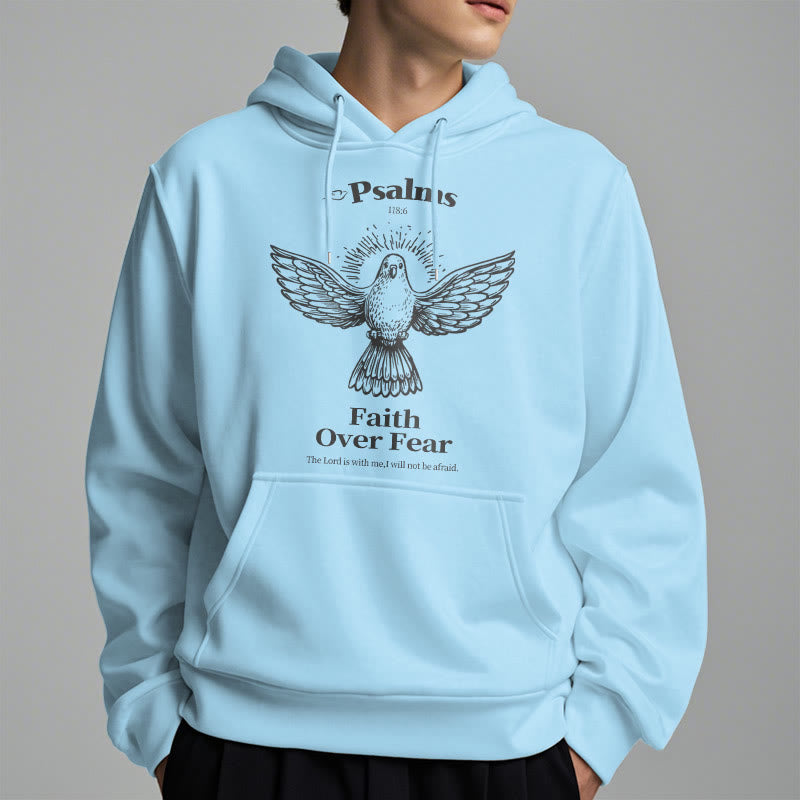 Christianartworkshop Sudadera con capucha de poliéster forrada de felpa con cita clásica "Fe sobre el miedo" - image 1