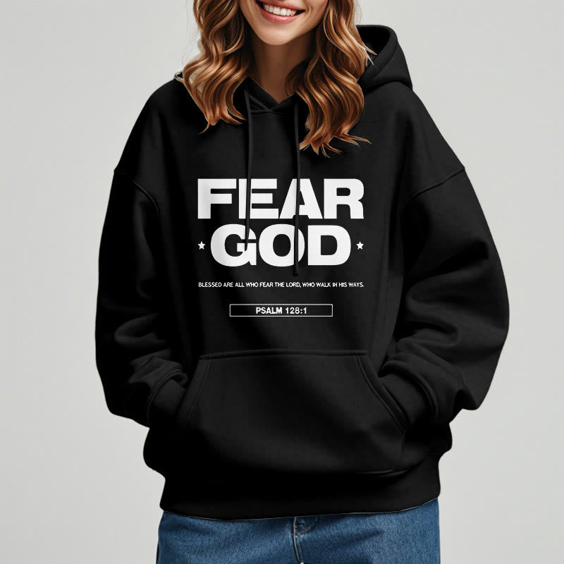 Christianartworkshop Sudadera con capucha de poliéster forrada de felpa con cita clásica "Temor a Dios, fe, bendiciones" - image 2