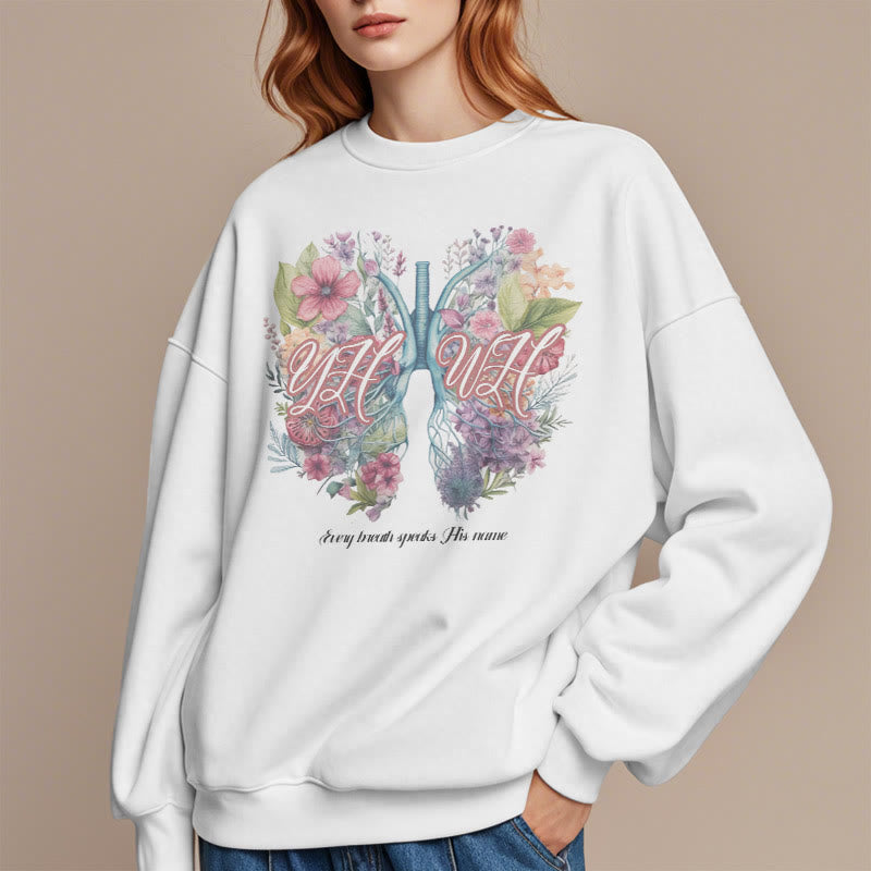 Christianartworkshop Sudadera de poliéster con forro polar y estampado "Every Breath Speaks His Name" de estilo colorido. - image 1