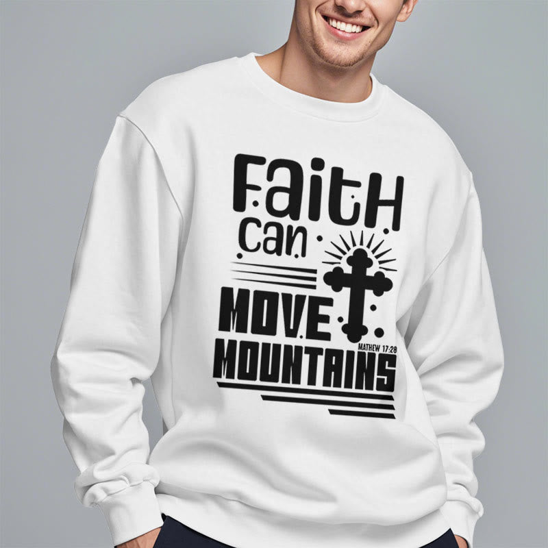 Christianartworkshop Sudadera de poliéster con forro polar de estilo moderno con el lema "La fe puede mover montañas" - image 1