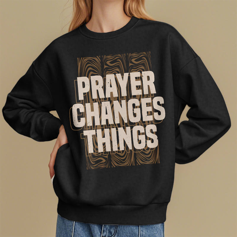 Christianartworkshop Sudadera de poliéster con forro polar con el lema "La oración cambia las cosas" de estilo moderno. - image 1