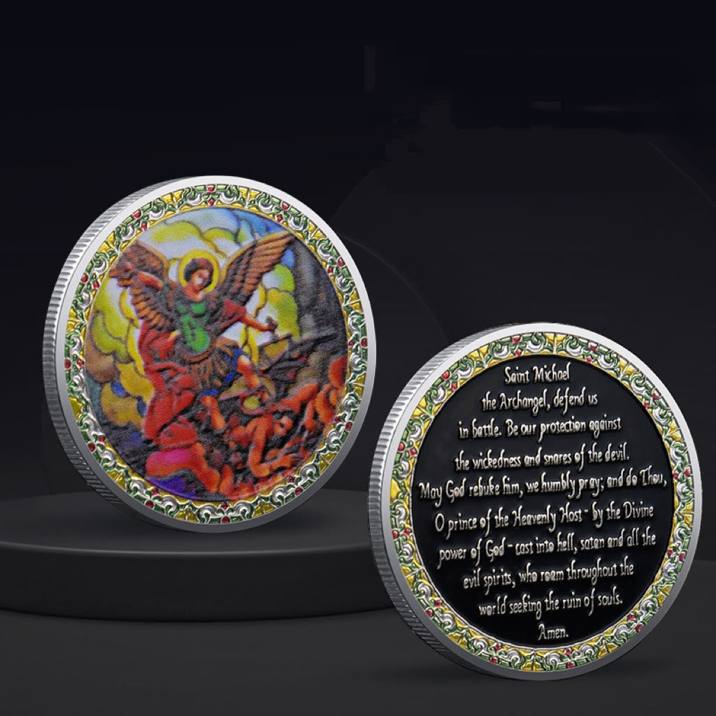 Christianartworkshop Moneda de estilo clásico de San Miguel Arcángel para protección y fortalecimiento de la conexión. - Arcángel Miguel - image 0