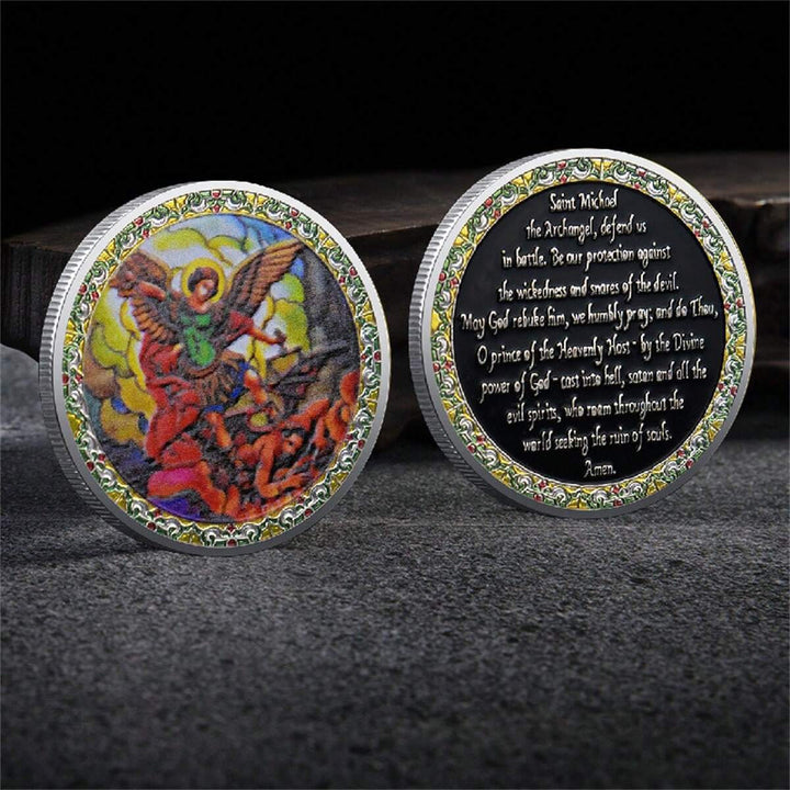 Christianartworkshop Moneda de estilo clásico de San Miguel Arcángel para protección y fortalecimiento de la conexión. - image 3