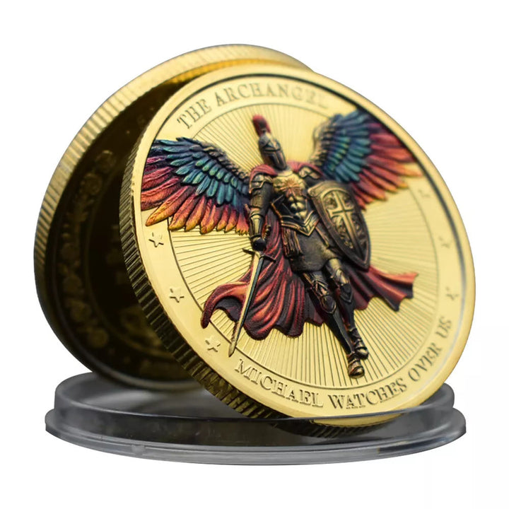 Christianartworkshop Moneda de estilo clásico con la imagen del Arcángel San Miguel, Salmo 91:10-11, protección y fortalecimiento de la conexión. - image 1