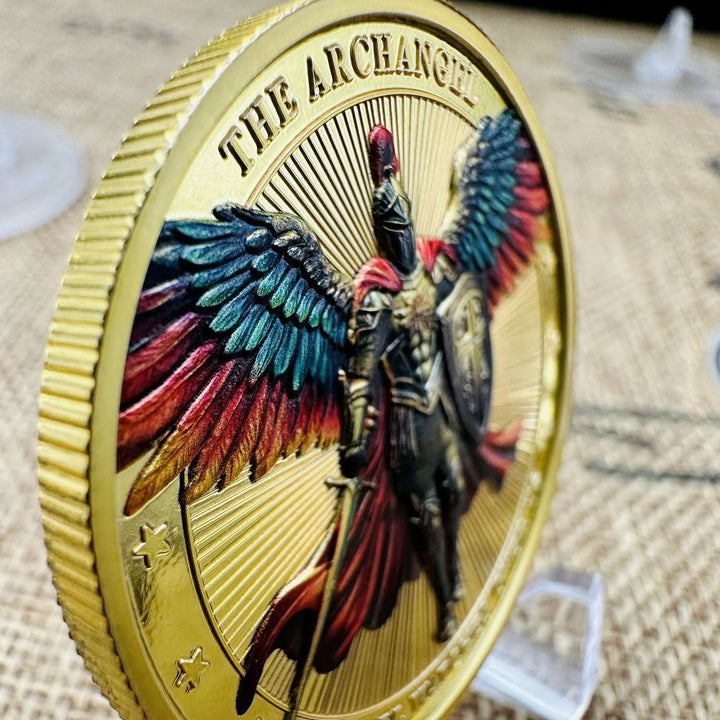 Christianartworkshop Moneda de estilo clásico con la imagen del Arcángel San Miguel, Salmo 91:10-11, protección y fortalecimiento de la conexión. - image 4