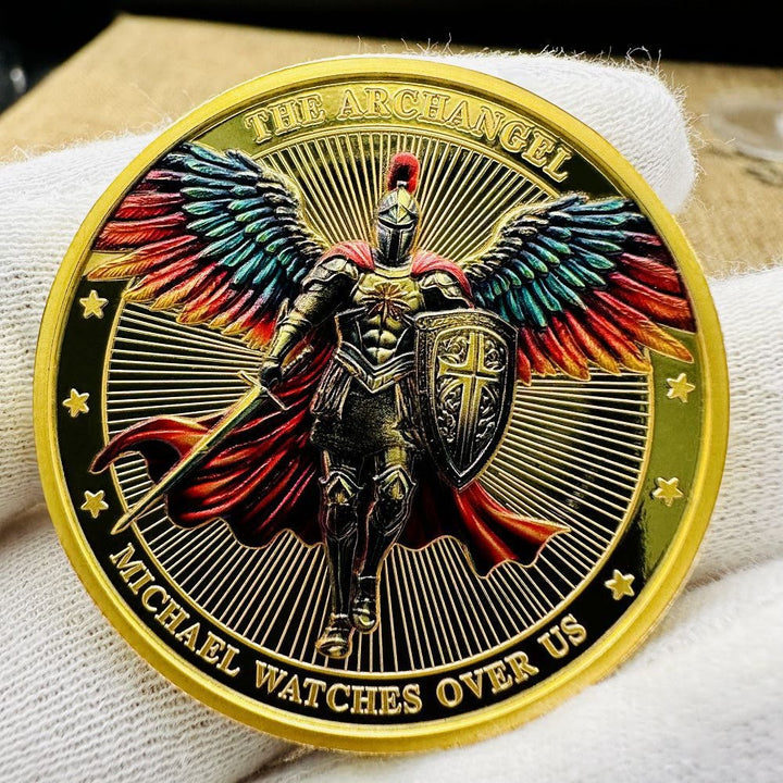 Christianartworkshop Moneda de estilo clásico con la imagen del Arcángel San Miguel, Salmo 91:10-11, protección y fortalecimiento de la conexión. - Arcángel Miguel - image 0