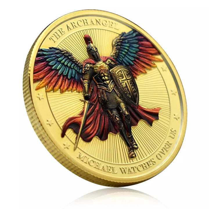 Christianartworkshop Moneda de estilo clásico con la imagen del Arcángel San Miguel, Salmo 91:10-11, protección y fortalecimiento de la conexión. - image 3