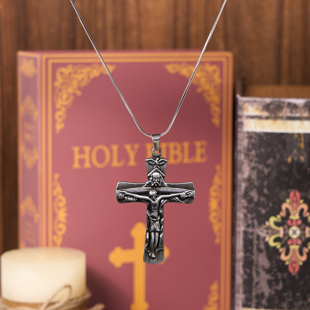 Christianartworkshop Collar con colgante de estilo clásico con cruz de la Trinidad, Padre, Hijo y Espíritu Santo. - Plata - image 1