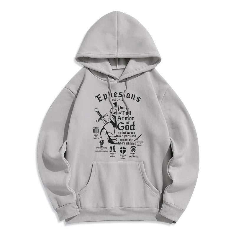 Christianartworkshop Sudadera con capucha de poliéster forrada de felpa con diseño de la armadura completa de Dios, estilo cita - Gris - 2XL - image 30