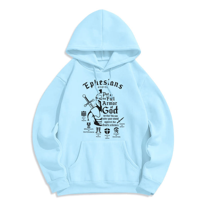 Christianartworkshop Sudadera con capucha de poliéster forrada de felpa con diseño de la armadura completa de Dios, estilo cita - Azul - 2XL - image 25