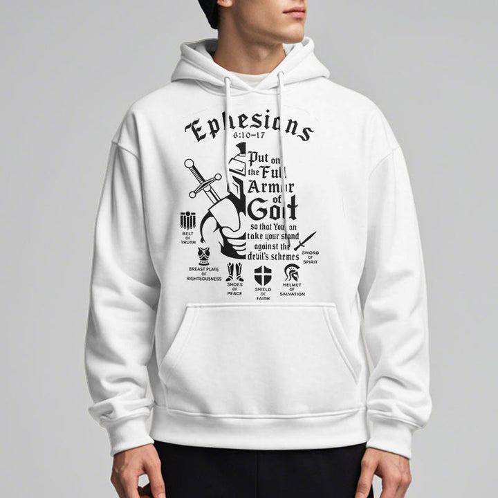 Christianartworkshop Sudadera con capucha de poliéster forrada de felpa con diseño de la armadura completa de Dios, estilo cita - image 7