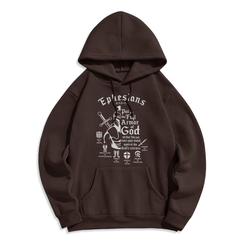 Christianartworkshop Sudadera con capucha de poliéster forrada de felpa con diseño de la armadura completa de Dios, estilo cita - Marrón - 2XL - image 15