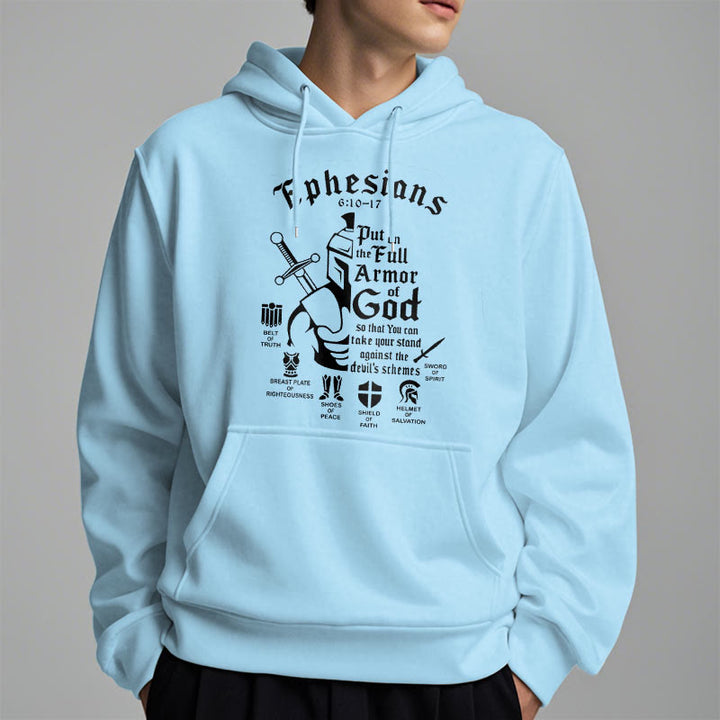 Christianartworkshop Sudadera con capucha de poliéster forrada de felpa con diseño de la armadura completa de Dios, estilo cita - image 27