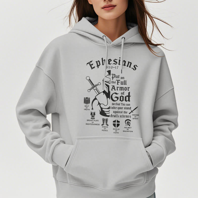 Christianartworkshop Sudadera con capucha de poliéster forrada de felpa con diseño de la armadura completa de Dios, estilo cita - image 33