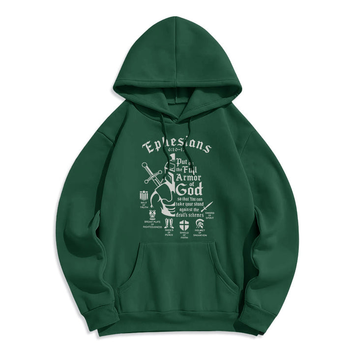Christianartworkshop Sudadera con capucha de poliéster forrada de felpa con diseño de la armadura completa de Dios, estilo cita - Verde - 2XL - image 20