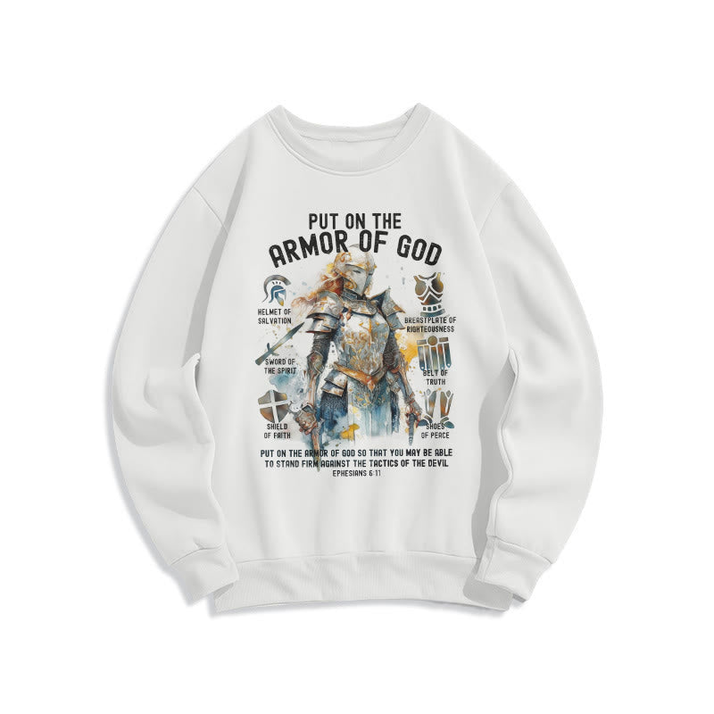 Christianartworkshop Sudadera de poliéster con forro polar y estampado "Ponte la armadura de Dios" de estilo colorido. - Blanco - 2XL - image 0