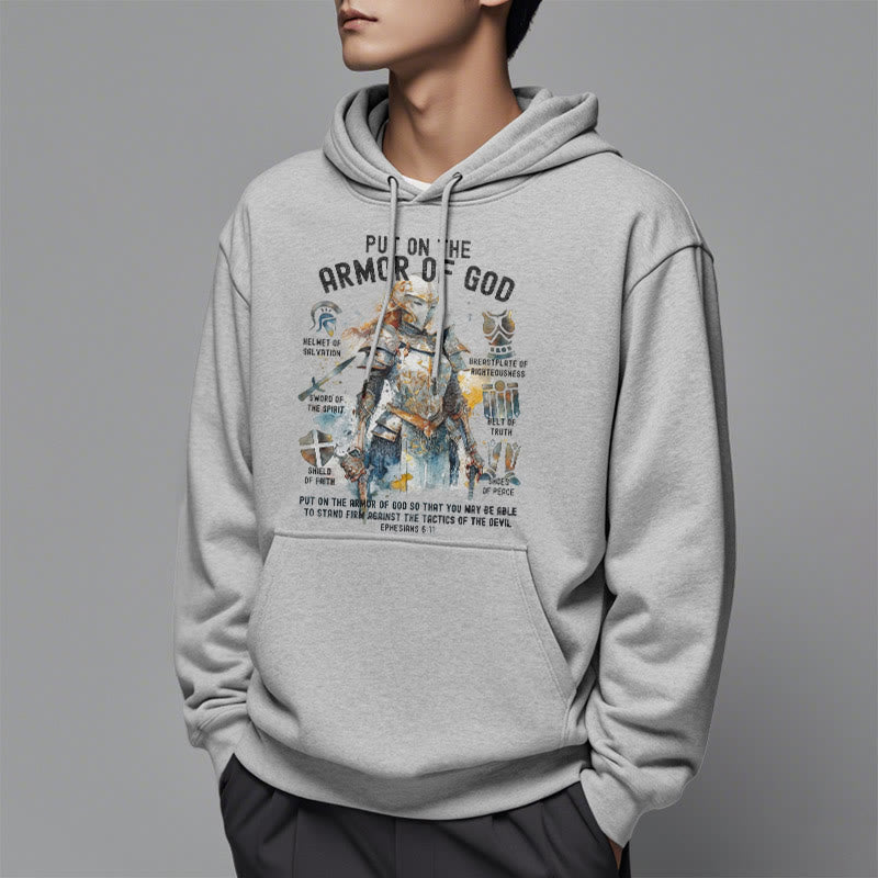 Christianartworkshop Sudadera con capucha de poliéster forrada de felpa con el lema "Ponte la armadura de Dios" de estilo colorido. - image 1