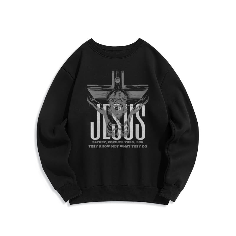 Christianartworkshop Sudadera de poliéster con forro polar y crucifijo de estilo clásico "Padre, perdónalos" - Negro - 2XL - image 0