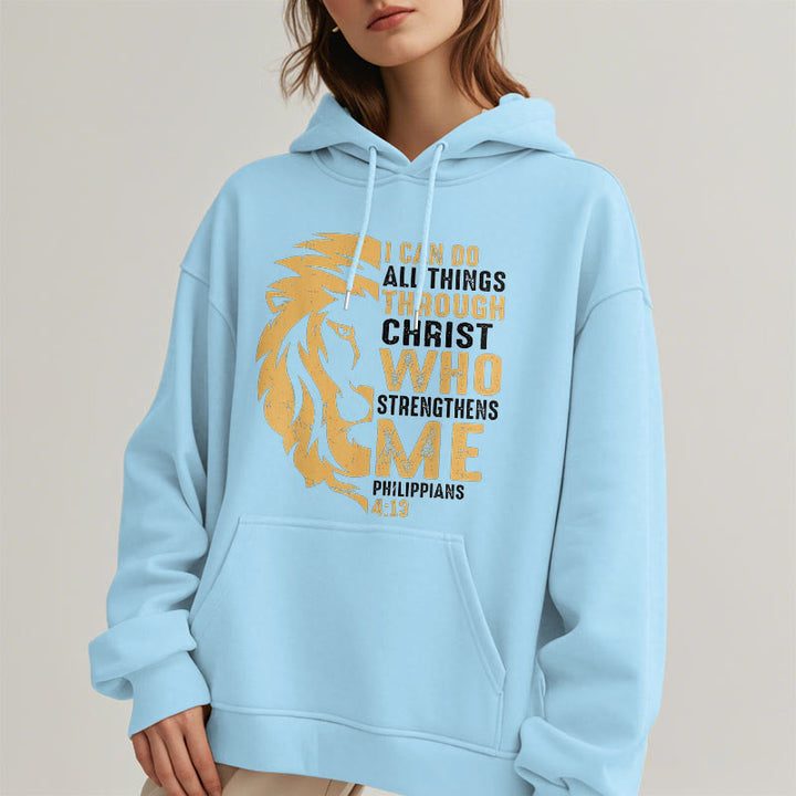 Christianartworkshop Sudadera con capucha de poliéster forrada de felpa con la frase "Cristo me fortalece" (estilo cita) - image 28
