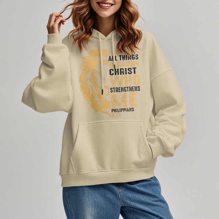 Christianartworkshop Sudadera con capucha de poliéster forrada de felpa con la frase "Cristo me fortalece" (estilo cita) - image 18