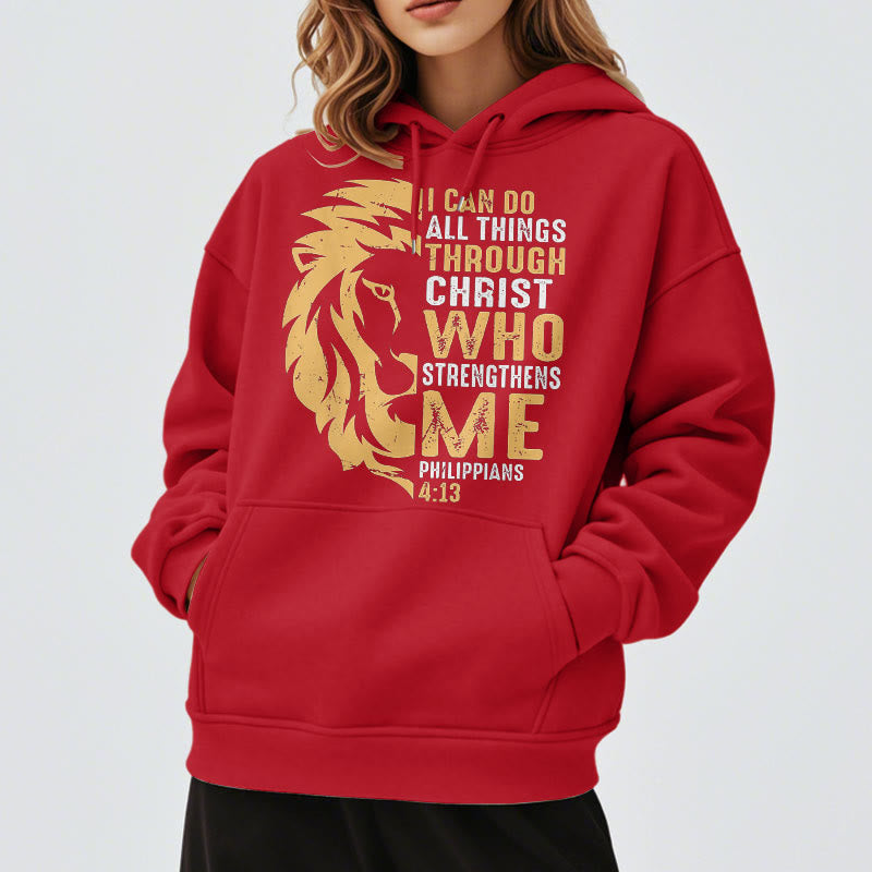Christianartworkshop Sudadera con capucha de poliéster forrada de felpa con la frase "Cristo me fortalece" (estilo cita) - image 37