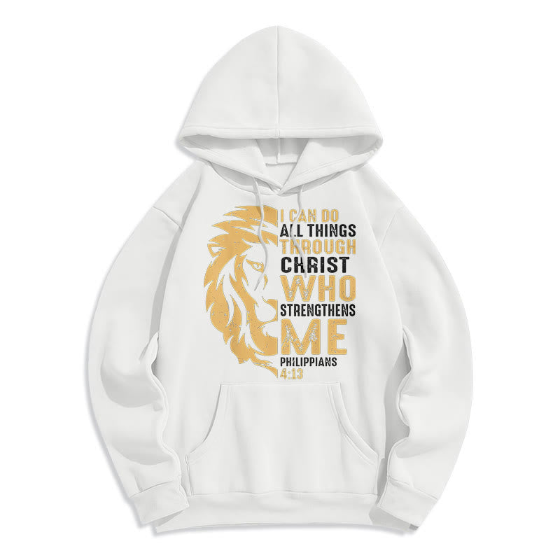 Christianartworkshop Sudadera con capucha de poliéster forrada de felpa con la frase "Cristo me fortalece" (estilo cita) - Blanco - 2XL - image 10